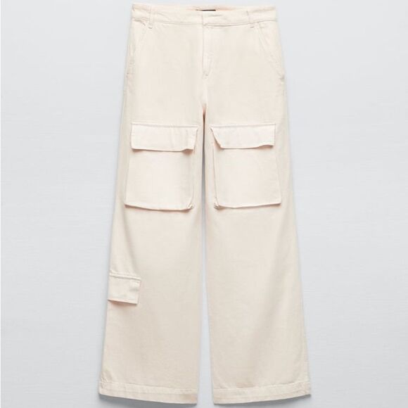 Zara Ecru Cargo Pants New - Picture 10 of 12